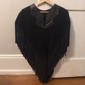 Vintage suede fringe poncho